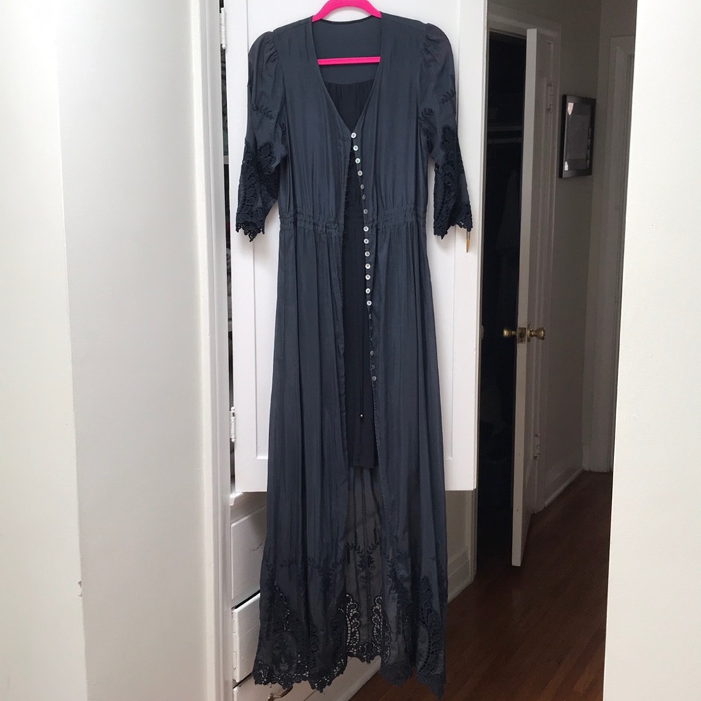 Blue Maxi Button Down Dress
